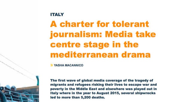 taly - A charter for tolerant journalism: Media take centre stage in the Mediterranean drama