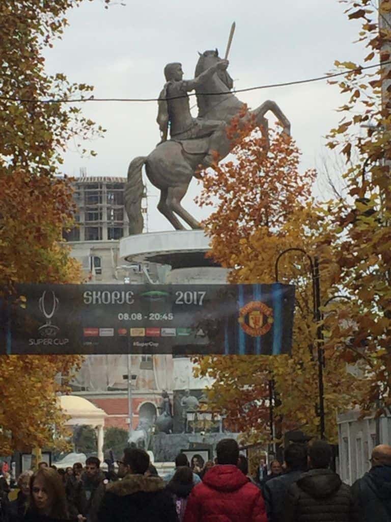 THE GREATEST- Statue of Alexander the Great, raging eight floors above ground in the centre of Skopje.